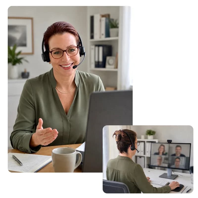 Julia Schnieders im Videocall - persönliche Beratung auch digital